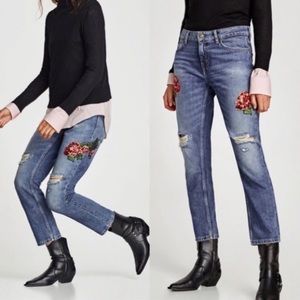 Zara Rose Embroidered Jeans 🥀
